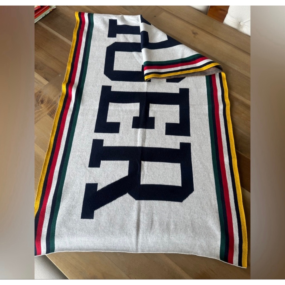 Tommy Hilfiger Blanket Throw White Navy One Size